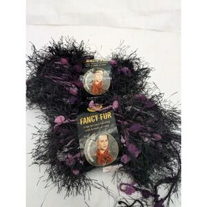 Lion Brand Fancy Fur Yarn 1.75 oz Purple Passion 263 Lot Of 2 Knit Crochet Craft